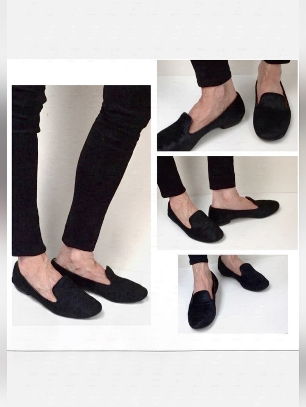ECCO Black calf hair flats, Size 6